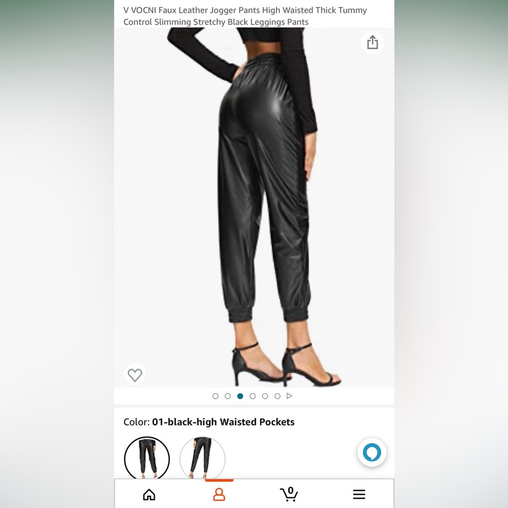 High waisted faux leather joggers